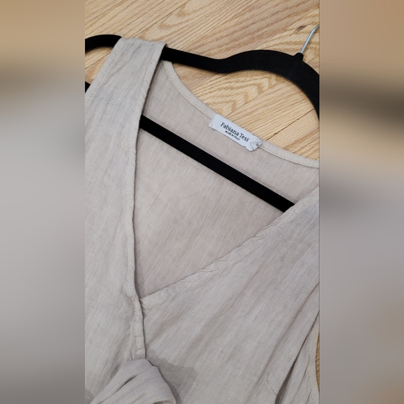 Linen Faux Wrap Dress Midi - Picture 3 of 3